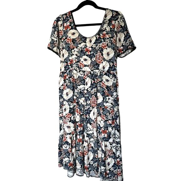 NATURAL LIFE Small Dress Short Sleeve Tiered Ditsy Floral Cottage Boho Peasant - Picture 3 of 7